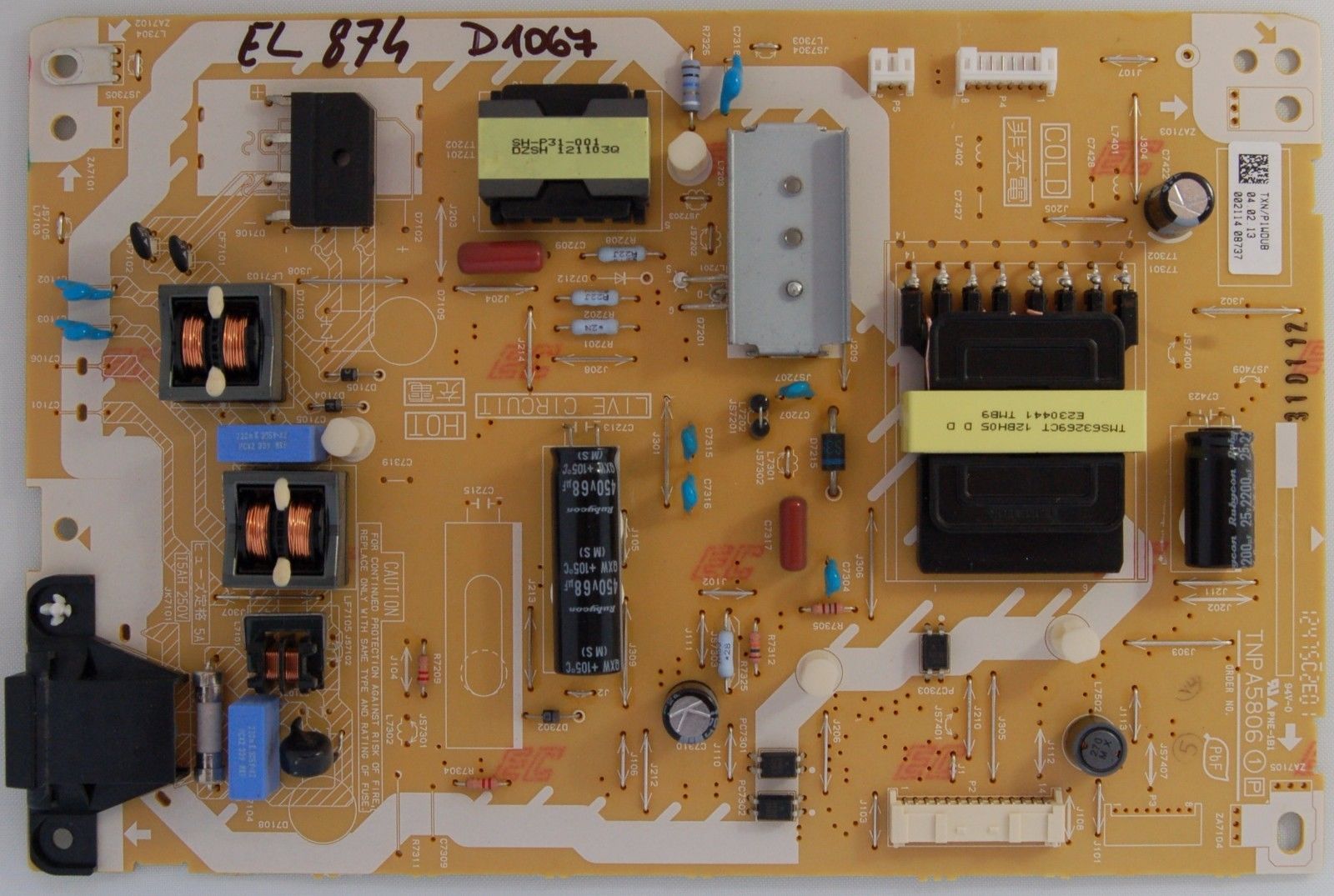 Netzteilplatine TNPA5806 1P TXN / P1WDUB von Panasonic TX-L42E6B